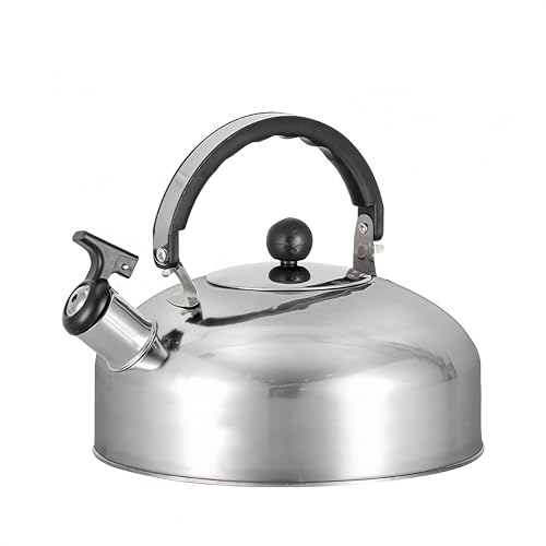 Dioche Stainless Steel 3L Whistling Tea Kettle, Rapid Heating Whistling Stovetop Tea Kettle, Ergonomic Anti-Scald Handle for Home, Silver
