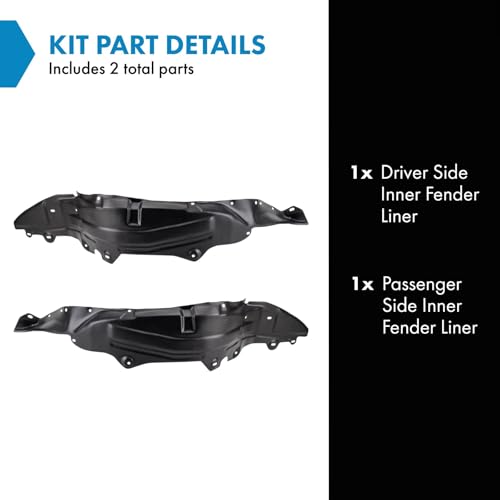 Image of TRQ Inner Fender Liner Set Compatible with 1999-2005 Mazda Miata MA1248122 MA1249122