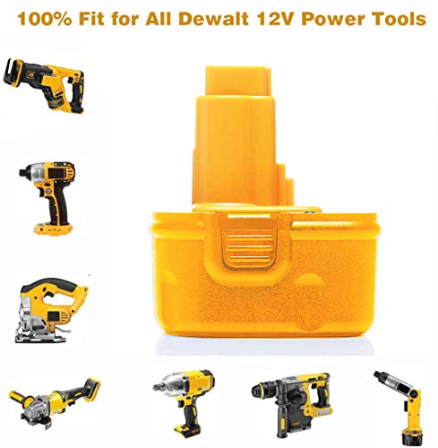 2Pack 12V 3.6Ah DW9071 Battery Replacement for DeWalt 12V XRP Battery Ni-Hh DC9071 DC9072 DE9037 DE9071 DE9072 DE9074 DE9075 Compatible with DeWalt 12Volt Tools