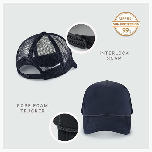 Image of CHOK.LIDS Classic Foam Trucker Hat Summer Mesh Rope Cap Solid Two Toned Blank Hat Mens Womens Adjustable Strap Light Weight