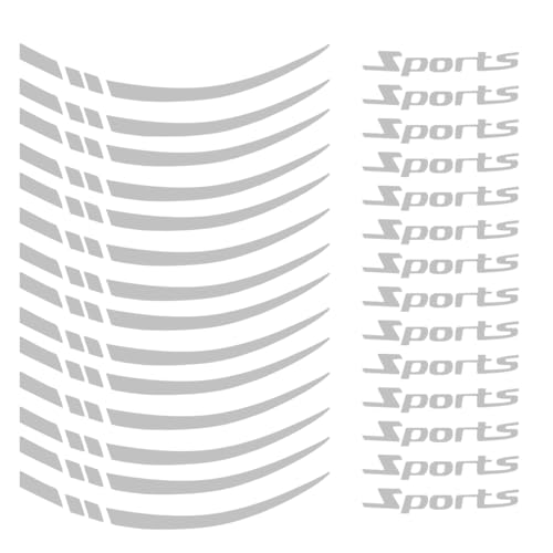Craedli 14PCS Car Wheel Stripe Reflective Sticker Decal, Self-Adhesive Vinyl Auto Wheel Rim Night Safety Trim, Vehicle Exterior Warning Decoration Sticker for Motorcycles, Cars, Bicycles (Silver)