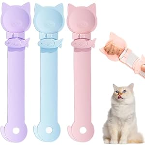 PETPAWLOVELY-3PCS Cat Treat Spoon Squeeze,Cat Strip Feeder Spoon,Multi-Function Cat Treat Dispenser Spoon,Easy Feeding Cat Spoon for Licky Treats,Cat Spoons&Cat Food Spoon for Wet Food(3 Color)