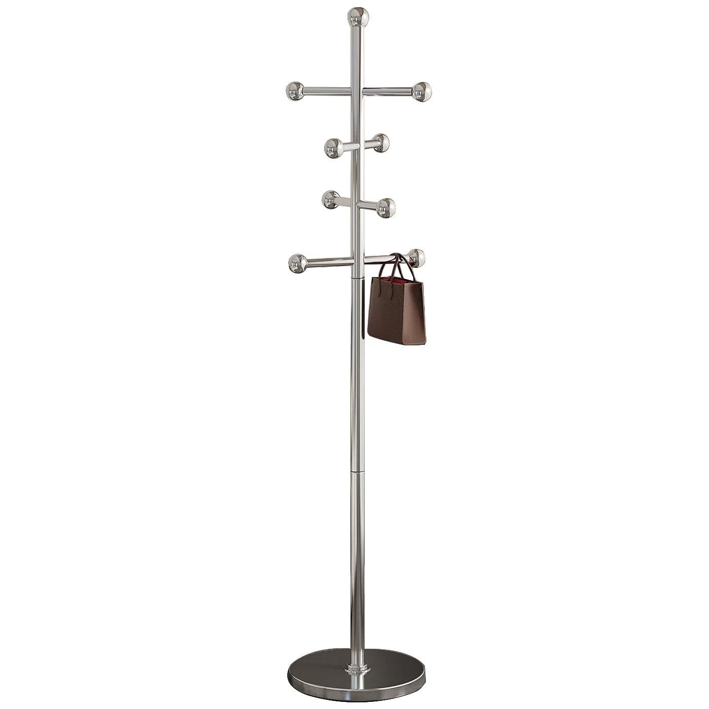 aoiuaoeniu Metal Coat Stand, Coat Rack Freestanding with Stable Base and 8 Hooks, Clothes Organiser for Clothes, Coat Stands for Hallway, Easy Assembly, for Small Space : 30x30x180CM