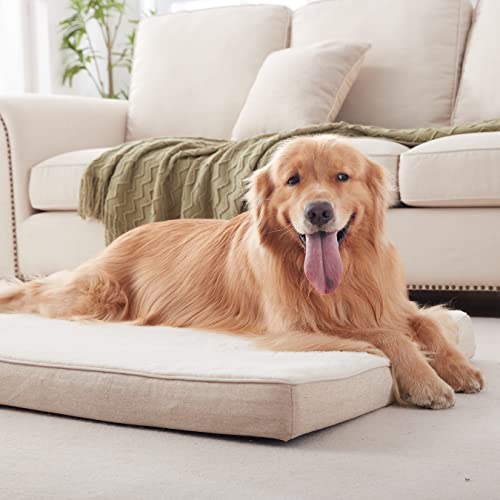 Wataniya Pet Memory Foam Large Dog Bed, Orthopedic Dog Bed For Crate With Cooling Gel Foam, Waterproof Liner And Washable Cover, Joint Relief Pet Sleeping Bed For Medium Large Dogs (Beige) #TOP2