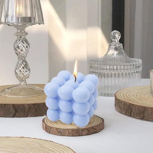 Bubble Kerze | natürlich und wohlriechend Handmade Kerzen | 100% vegane Kerzen | Nachhaltige Deko Kerzen Aus Natürlichem Sojawachs | Boho Deko | 6 x 6 x 6 cm (Blau, 1)