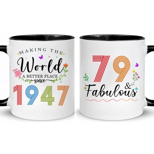 Choinn 1947 79th Birthday Gifts for Women Men, Turning 79 Years Old Birthday Gift Coffee Mug for Mom, Dad, Grandma, Grandpa, 79th birthday Gifts Ideas, Fathers Day Mothers Day Christmas 11oz Cup