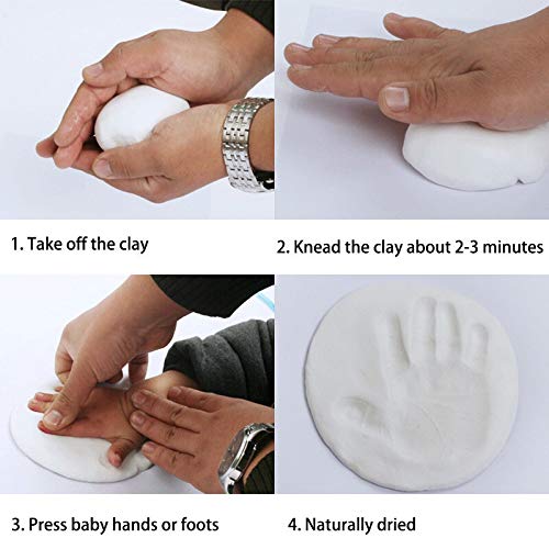 Marco lindo de la foto del bebé huella pie o mano impresión moldeada Set DIY Huella Inkpad suave arcilla reparto entre padres e hijos huellas dactilares