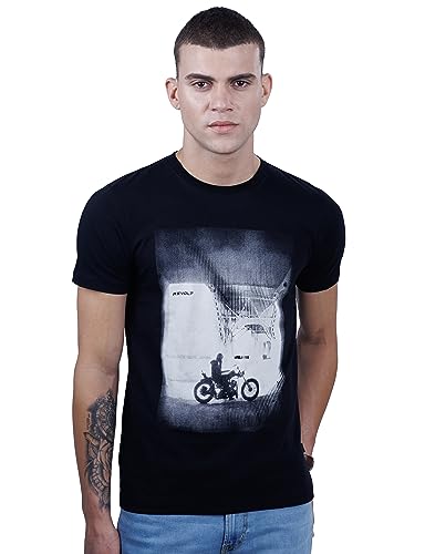 Image of Revolt Streetwear SINDICATE Men Revolt Men's Casual Round Neck 100% Cotton T-Shirt - Photographic Print (Jet Black, L)