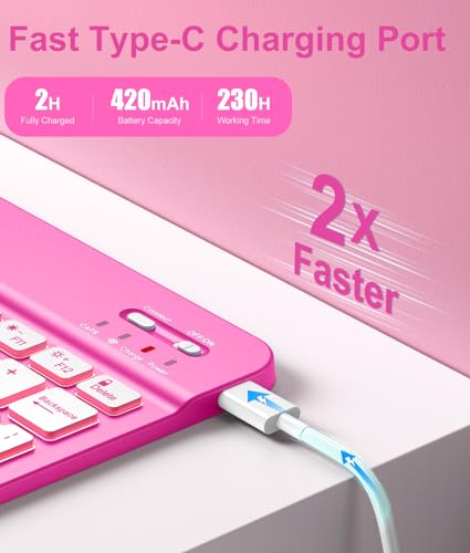 Image of Hamile for iPad 11th 10th Generation Case with Keyboard - 7 Colors Backlit Wireless Detachable Folio Keyboard Cover with Pencil Holder for iPad 11-inch A16 2025 10th Gen 10.9 Inch 2022 (Hot Pink)