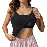 Generisch Damenunterhemden Top Mit Integriertem BH Rückenfreies Verstellbare Bustier Damen Gepolstert Trägershirt Einfarbig Leicht Stretch V Ausschnitt Fitness Damentop Basic Unterhemd