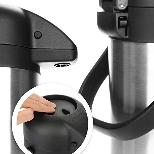 Foto von com-four® 2,2L Isolier-Pumpkanne, 2,2 Liter Airpot aus Edelstahl