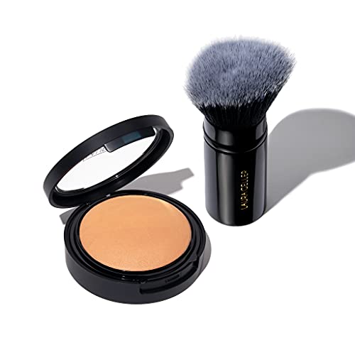 Laura Geller New York Double Take Baked Versatile Powder Foundation, Golden Medium & Retractable Kabuki Brush
