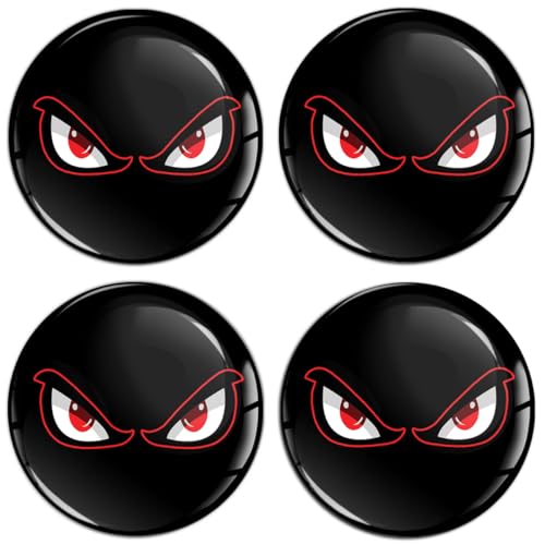 SkinoEu® 4 x 50mm 3D Silicona Adhesivo Pegatinas Stickers Universal para Tapas de Rueda de Centro Tapacubos para Coche Auto Tuning No Fear Eyes A 4050