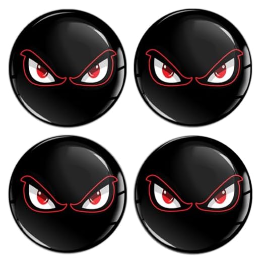 4 x Autocollants Jantes 3D Gel Silicone Emblème Badge pour Voiture Stickers Logo No Fear Eyes Décoratif Enjoliveurs Cache Moyeu Roue Couvercle Capuchons Coque Caps Centre Auto Tuning A 77 (65mm)
