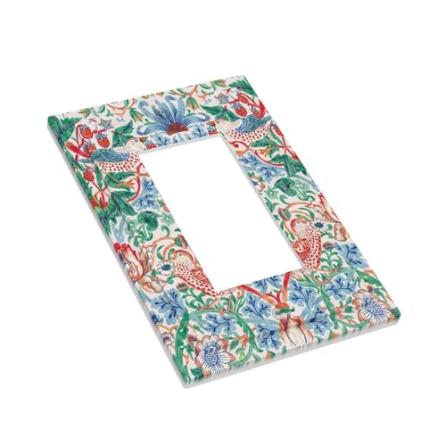 Xuejiaku Williams Morris Watercolor Floral Botanical Bird 1 Gang Rocker Light Switch Covers Single Decora Outlet Wall Plate Decorative Switchplate Faceplate GFCI for Country Bathroom Bedroom Decor by Xuejiaku - Used condition - Image 3