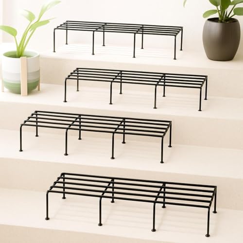 Image of SR Pack of 2 Premium Rectangular Anti-Rust Metal Plant Stand Set - Stylish Black Stands for Indoor, Outdoor, and Balcony Use (Pack of 2)