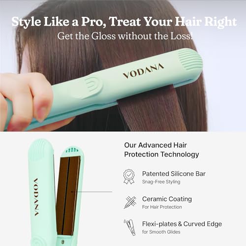 VODANA Professional Hair Irons Bundle, Soft Bar Flat Iron 1 inch Mint miniatura 2