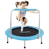 SereneLife Foldable Trampoline for Adults and Kids 91/102cm, Indoor Outdoor Mini Fitness Rebounder with Foam Handle, Compact Exercise Equipment for Home and Garden Workouts
