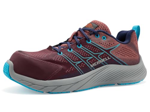 Image of Merrell Moab Flight CF /Aragon, Women's, Red /Gray, Comp Toe, EH, Slip Resistant, Low Athletic, Work Shoe (6.0 M)