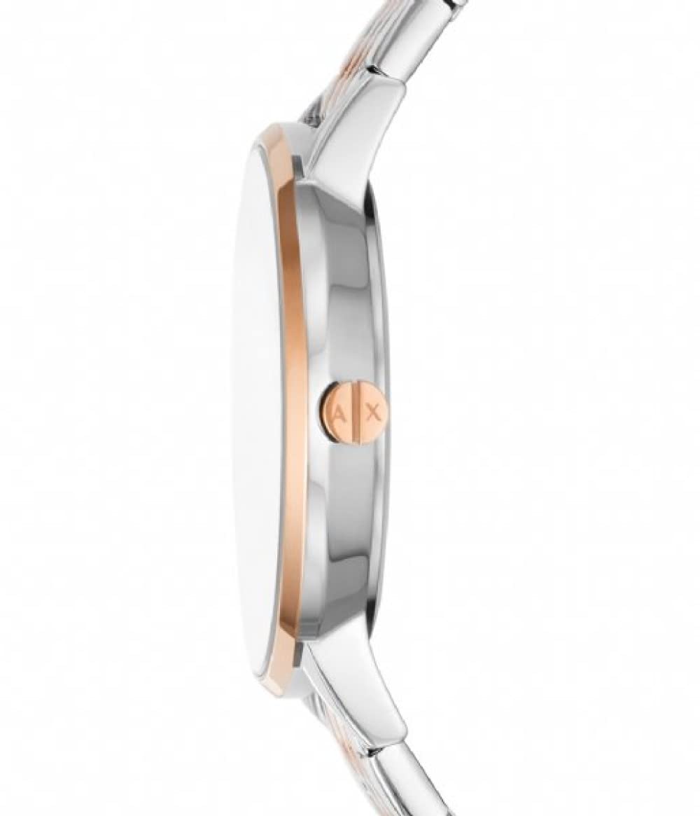 Armani Exchange Orologio da Donna, Quartz 3 Pointer con Braccialetto AX5580, Argento e oro rosa