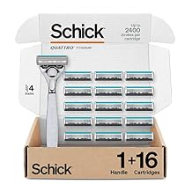 Schick Quattro Titanium 4-Blade Razors for Men | 1 Mens Razor Handle and 16 Refill Blades for Shaving