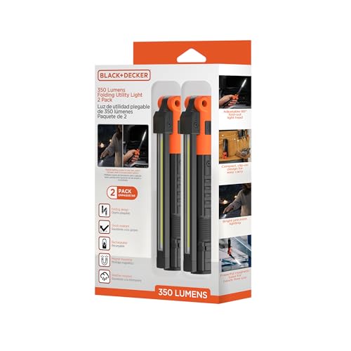 BLACK+DECKER Rechargeable Folding Utility Light, 350 LM Magnetic LED Work Light, Rechargeable Work Light Utility Light for Garage, Workshop, Auto Repair, Camping & Emergency Use. (2) - image 7