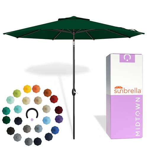 Image of Midtown Umbrellas Lean - 9 Ft Patio Umbrella, Forest Green Canopy