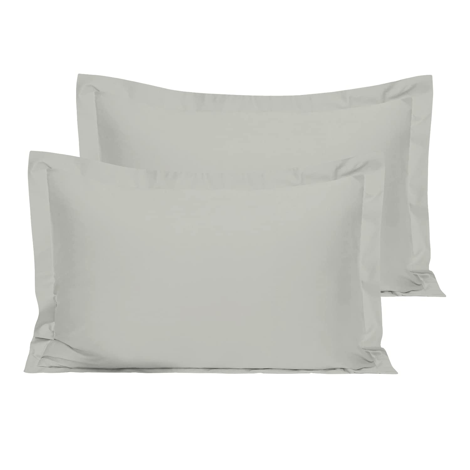 Cotton Silver Standard Percale Pillow Cases 2 Pack, 100% Long Staple Combed Cotton Oxford Pillow Cover, Plain Weave Oxford Pillow Case 50 x 75cm (Cooling Pillowcases) - Pizuna