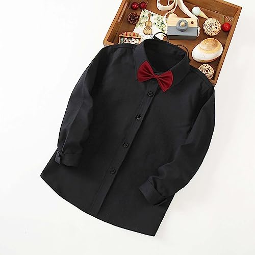 Toddler Boys Formal Buttons Shirts Long Sleeve High Neck Open Front Plain Shirts Tops Fall Casual Comfy Soft Blouse2