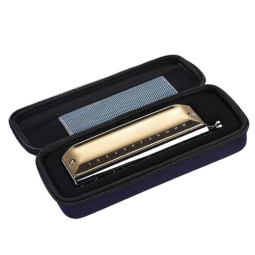 ゴールドステンレススチールエンボスカバーラウンドマウスピース12穴クロマチックハーモニカ楽器