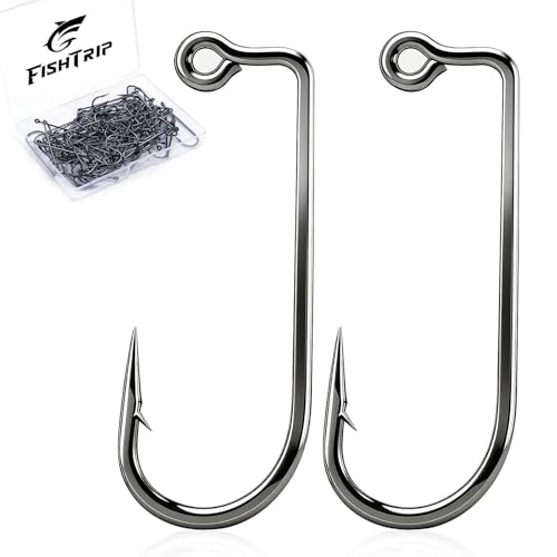 FishTrip 90-Degree Jig Hooks Fishing - 100pcs Aberdeen Long Shank Hook Jig Maker for Freshwater Saltwater Fly Tying 8