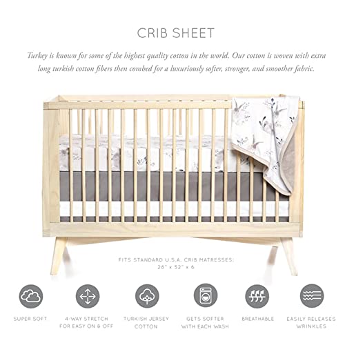 Image of Oilo Crib Sheet, Breathable 100% Turkish Cotton Fitted Jersey, 300 Thread Count, Machine Wash, Fits Standard Crib (28 inch x 52 inch x 6 inch), Toddler Bedding, Girl, Boy, & Neutral Design, Cottontail Bunny