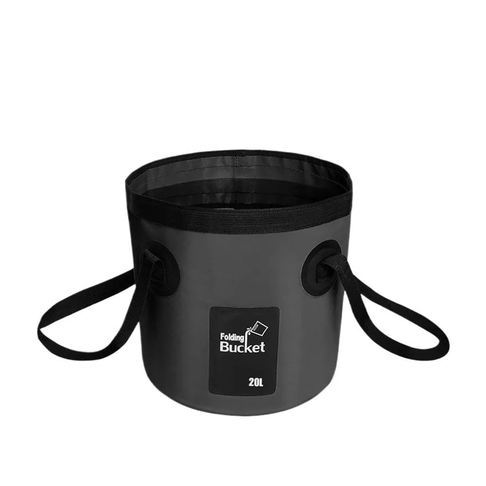 12L 20L Foldable Water Bucket Lightweight Collapsible Pail with Handle(Black 20L)