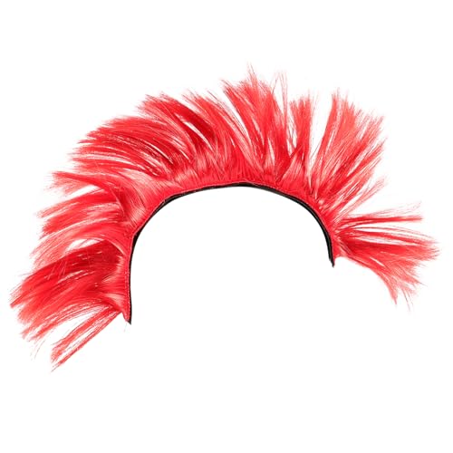 Décoration de casque Mohawk rouge en fibre | Style unique et fixation facile x4