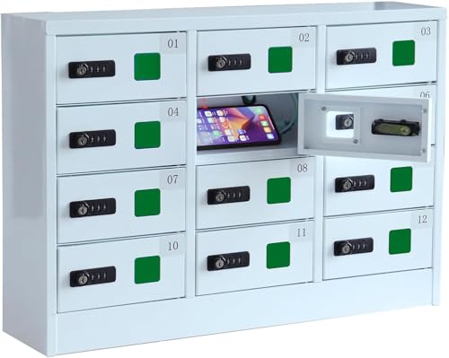 Gabinete de almacenamiento recargable para teléfono celular con cerradura de combinación y estación de carga