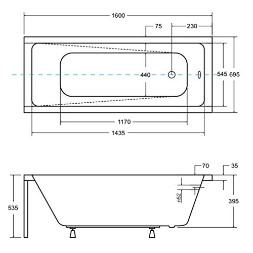 ECOLAM® Badewanne Wanne Rechteck Modern Acryl weiß 160x70 cm+ Bambus Ablage + Styroporverkleidung 1.041 zum Verfliesen + Ablaufgarnitur Ab- und Überlauf Automatik Füße Silikon Komplett-Set – Bild 5
