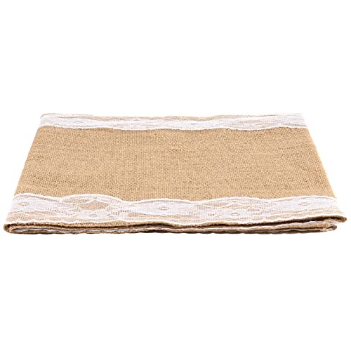 Taicheut 15 Pack Burlap Table Runner White Lace, 12 X 108 Inch Elegant Rustic Natural Vintage Jute Farmhouse Long Table Cloth For Wedding Thanksgiving Christmas Birthday Party Decor #TOP4