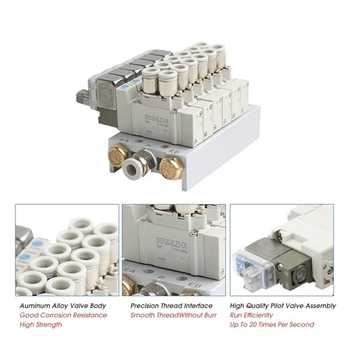 Vanne électromagnétique SY3120 combinaison unique 7 stations M5 6 mm haute précision