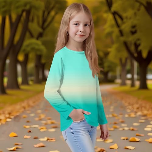 Girls Shirts Long Sleeve Trendy Kids Clothes Girls Fall Round Neck Tops Casual Soft Teens Clothes Solid 3-14 Years2