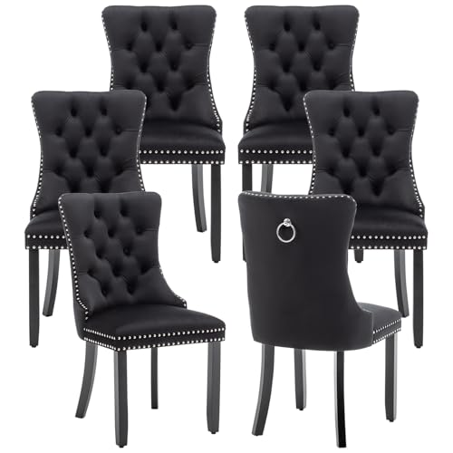 Eifizek Velvet Dining Chairs Set of 6, Tufted Dining Room