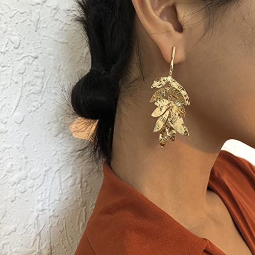 Gold Leaf Drop Dangle Earrings For Women Girls - Statement 14K Gold Plated Leaf Earrings, Humble Chic Designerjewelry Gifts (Silver) #TOP4