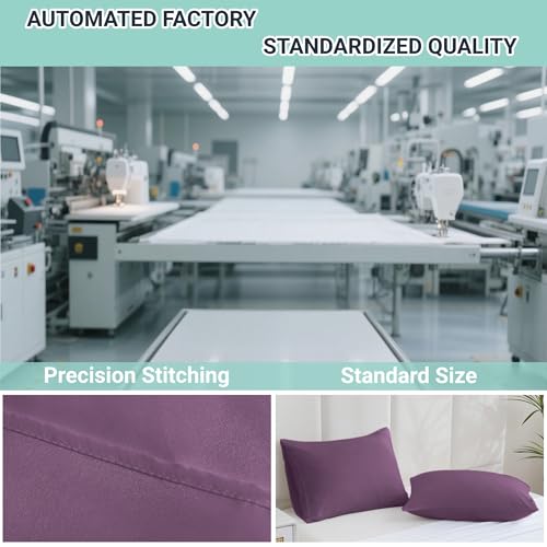 ZPECC Pillow Cases Queen Size Set of 12, 20x30 Envelope Closure Pillowcases, Soft Plain Brushed Microfiber Covers Hypoallergenic Breathable, Dark Purple