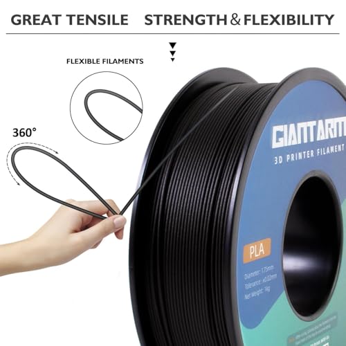 Image of GIANTARM 3D Printer Filament,Black & Grey 2kg PLA Filament 1.75mm,Dimensional Accuracy + /- 0.02 mm,2pcs 1kg Spool (2.2lbs) Fit Most FDM 3D Printers