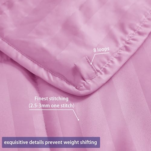 Image of yescool Weighted Blanket for Adults (10 lbs, 48 inch x 72 inch, Salmon Stripes) Heavy Blanket for Sleeping Perfect for 90-110 lbs, Twin Size Breathable Blanket with Premium Glass Bead, Machine Washable