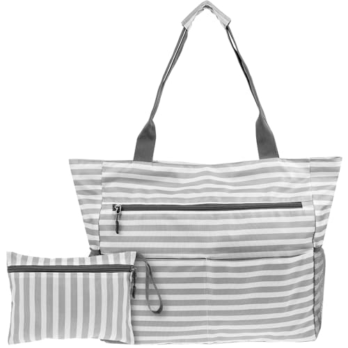 ZFLYCANP Bolsa de praia à prova d'água com zíper e vários bolsos, sacolas grandes dobráveis de verão para viagens, piscina, compras, férias, academia