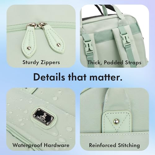 Image of Dikaslon Diaper Bag Backpack with Portable Changing Pad, Pacifier Case and Stroller Straps, Large Unisex Baby Bags for Boys Girls, Multipurpose Travel Back Pack for Moms Dads, Mint Green