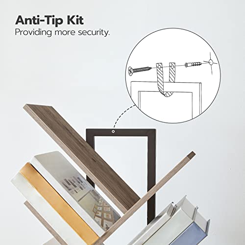 Hoobro Tree Bookshelf, 9-Tier Bookcase Wooden Shelves, Floor Standing Storage Rack, For Display Of Cds, Books In Living Room, Home Office, Wood Storage Rack For Bedroom, Greige Bg08Sj01 #TOP5