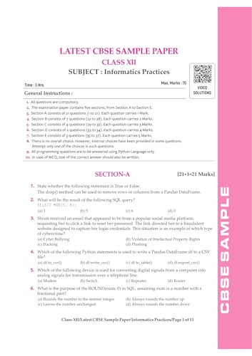 Image of Arihant I Succeed CBSE Sample Question Papers Class 12 Informatics Practices Exam 2026 | 15 Sample Papers | Based on CBSE Specimen Paper | Rapid Revision Sheets, Pre-Board Chapter Tests, Mind Maps, Final 50 Questions, Answers as per Marking Scheme | English Medium