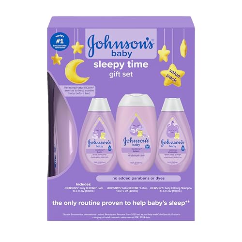 Johnson's Baby Sleepy Time Gift Set with Calming Bedtime Bath, Bedtime Lotion & Calming Shampoo,...