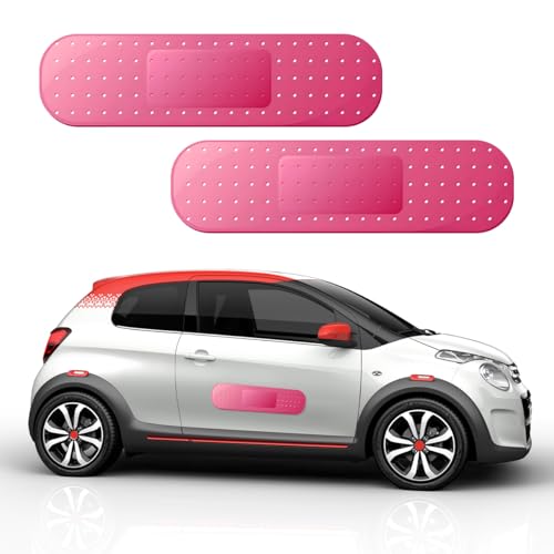Image of 2PCS Large Bandage Vinyl Decal for Car, 10x2.72 Inches Funny Giant Auto Bandage Sticker, Waterproof Dent and Scratch Cover Sticker for Car SUV Boat, Universal Car Accessories (Red)
